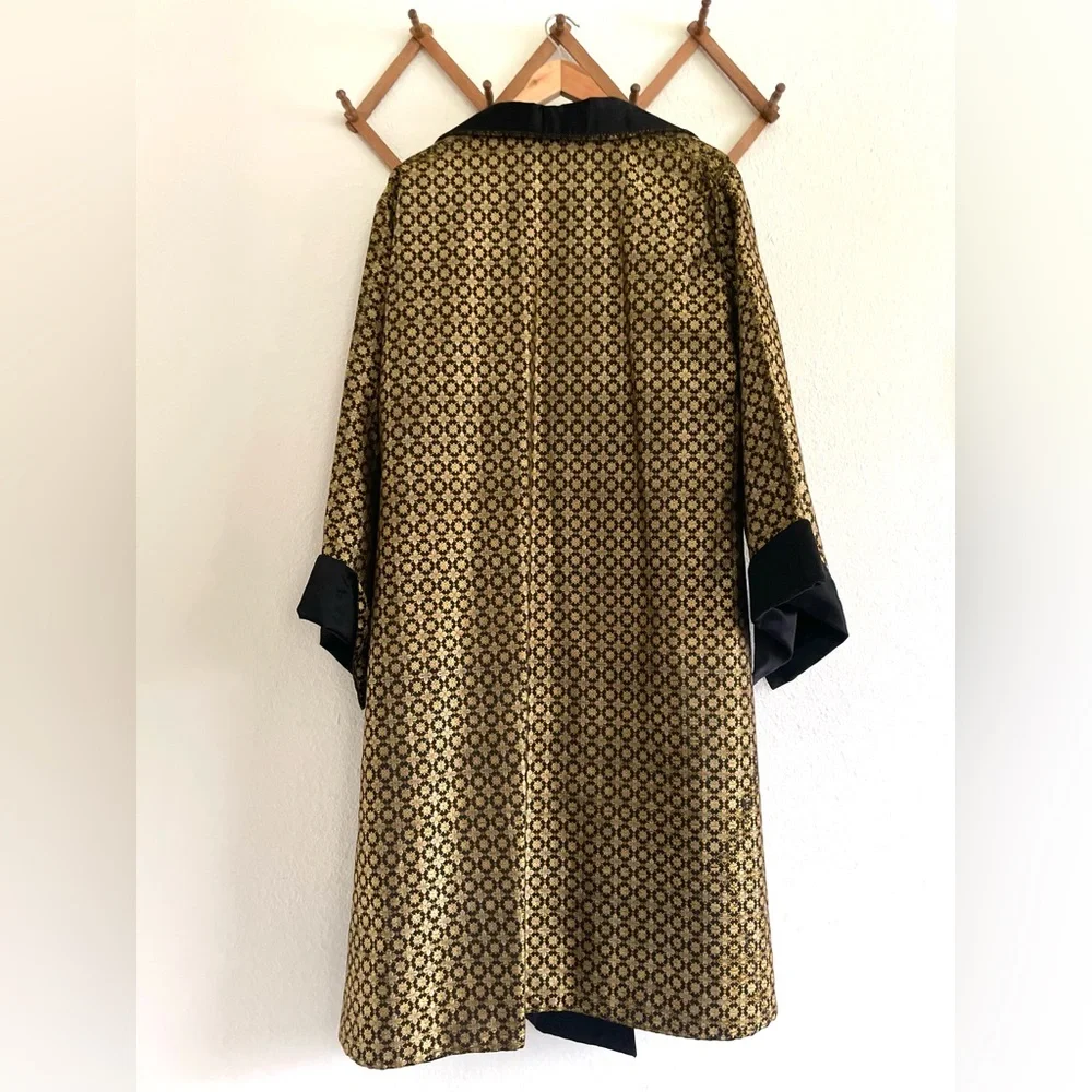 Early 1900s Black and Gold Silk Brocade Coat Designer Helene Pons Studio - Picture 5 of 16